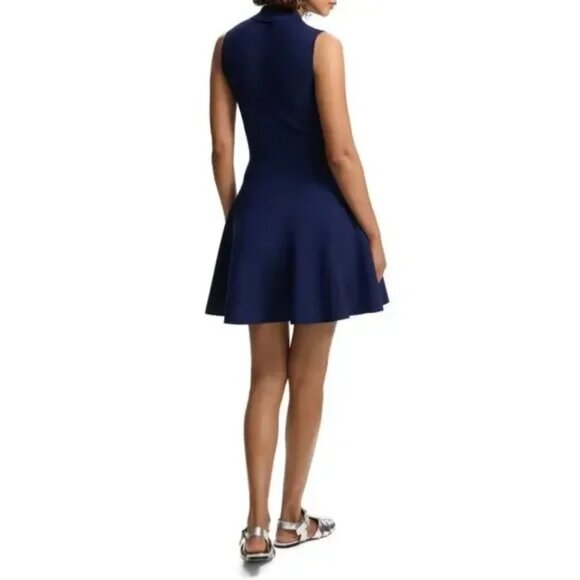 395$ Theory Fit & Flare Skirt Polo Dress Sleeveless Womens Size XS Midnight Blue - Picture 2 of 4
